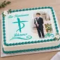 Preview: Personalisierter Tortenaufleger zu Kommunion & Konfirmation – Stilvolles Marmor-Design mit Kreuz