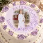 Preview: Tortenaufleger zu Kommunion, Konfirmation & Firmung – Elegante Ranken in Flieder und Lila