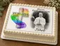 Preview: Personalisierter rechteckiger Fototortenaufleger für Kommunion, Konfirmation, Firmung und Jugendweihe mit Kreuz und Regenbogenwelle