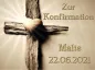 Preview: Personalisierter rechteckiger Tortenaufleger für Konfirmation, Kommunion, Firmung und Jugendweihe mit Holzkreuz und goldenem Herz (ohne Foto)