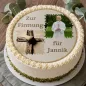 Preview: Fototortenaufleger für Kommunion, Konfirmation, Firmung und Jugendweihe mit Holzkreuz
