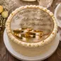 Preview: Tortenaufleger Hochzeit rund in Gold-Optik mit Eheringen