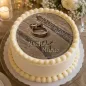 Preview: Tortenaufleger Hochzeit rund – Uriges Holz-Design mit Eheringen