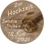 Preview: Tortenaufleger Hochzeit rund – Erdige Töne & Holz-Optik mit Ringen