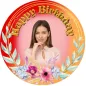 Preview: Eleganter Tortenaufleger Geburtstag mit Blumenornament (8 Farben)