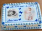Preview: Personalisierter Tortenaufleger zum Geburtstag für 2 Fotos & Schmetterlingen (Rosa/Blau)