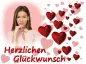 Preview: Rechteckiger Foto-Tortenaufleger Geburtstag mit roten 3D-Herzen & Wunschtext
