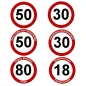 Preview: Runder Tortenaufleger Geburtstag im Verkehrsschild-Design (Zahl & Text frei wählbar)