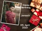 Preview: Rechteckiger Foto-Tortenaufleger Geburtstag mit Geschenken auf Holzhintergrund