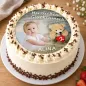 Preview: Runder Baby-Tortenaufleger Geburtstag mit Plüsch-Teddybär & Herz-Wunschzahl