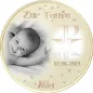 Preview: Personalisierter runder Foto-Tortenaufleger zur Taufe mit edlem Christusmonogramm (Gold/Creme)