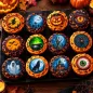 Preview: Personalisierte Muffin- und Cupcake-Aufleger im 12er-Set – 12 verschiedene Halloween Grusel-Motive