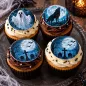 Preview: Keks, Cupcake oder Muffin-Aufleger 12er-Set – Halloween Geisternacht mit Wolf, Gespenst und Friedhofsmotiv
