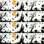 Preview: Essbares Tortenband Halloween Silhouette mit Hexe, Gruselschloss & Kürbis, 4er-Set