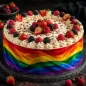 Preview: Essbares Tortenband im Regenbogen-Flaggen-Design (Pride Seiden-Look), 4er-Set