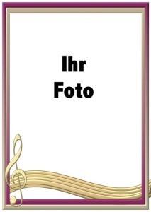 Essbarer Foto-Tortenaufleger mit goldenem Notenschlüssel & Musikrahmen