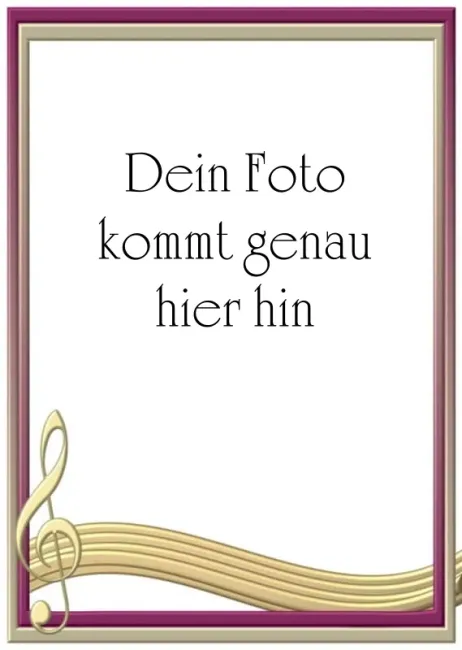 Preview: Essbarer Foto-Tortenaufleger mit goldenem Notenschlüssel & Musikrahmen
