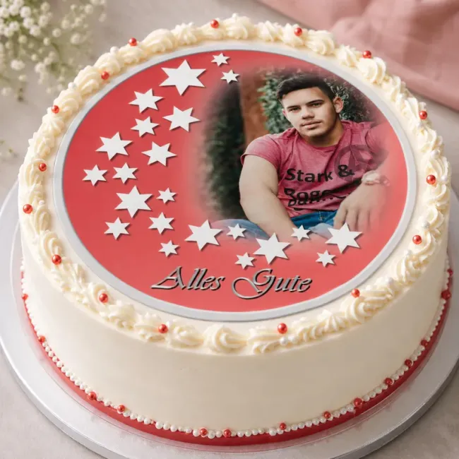 Personalisierter Tortenaufleger Geburtstag mit weißem Sternenschweif (7 Farben)