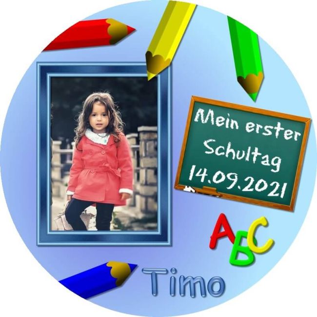 Persönlicher Tortenaufleger zur Einschulung Motiv 1