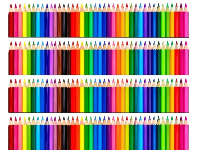 Preview: Essbares Tortenband im Buntstifte-Design (Kunterbunt), 4er-Set