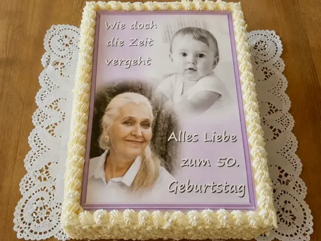 Rechteckiges Tortenfoto als Collage aus 2 Bildern (inkl. Wunschtext)
