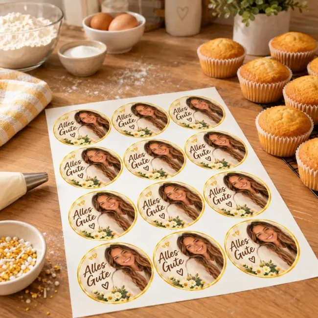 Preview: Personalisierte Muffin- und Cupcake-Aufleger im 12er-Set – Dein Wunschbild 12-mal gedruckt