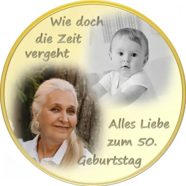 Preview: Personalisierter Tortenaufleger Geburtstag mit Vorher-Nachher-Foto (8 Farben)