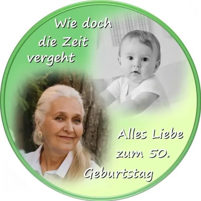 Personalisierter Tortenaufleger Geburtstag mit Vorher-Nachher-Foto (8 Farben)