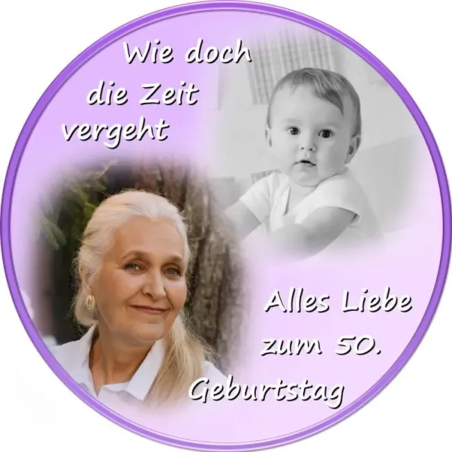 Personalisierter Tortenaufleger Geburtstag mit Vorher-Nachher-Foto (8 Farben)