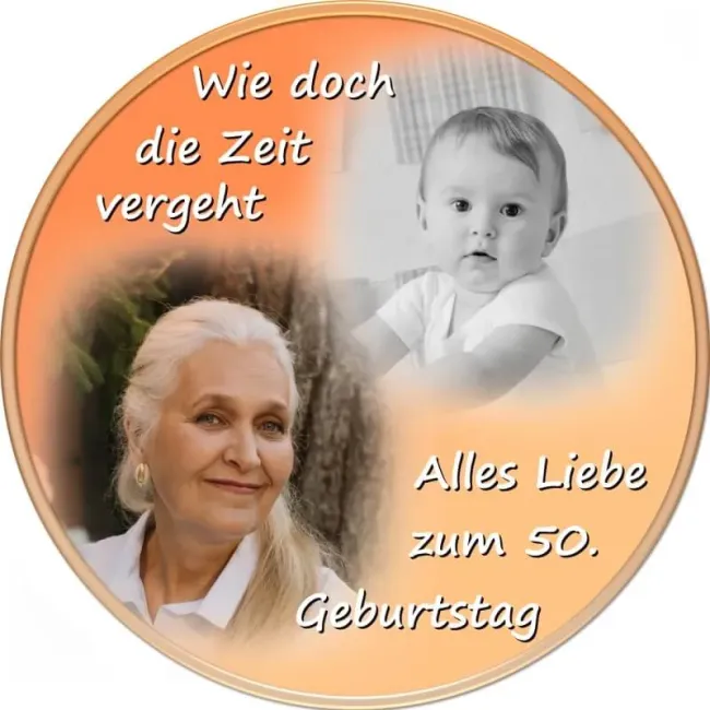 Personalisierter Tortenaufleger Geburtstag mit Vorher-Nachher-Foto (8 Farben)