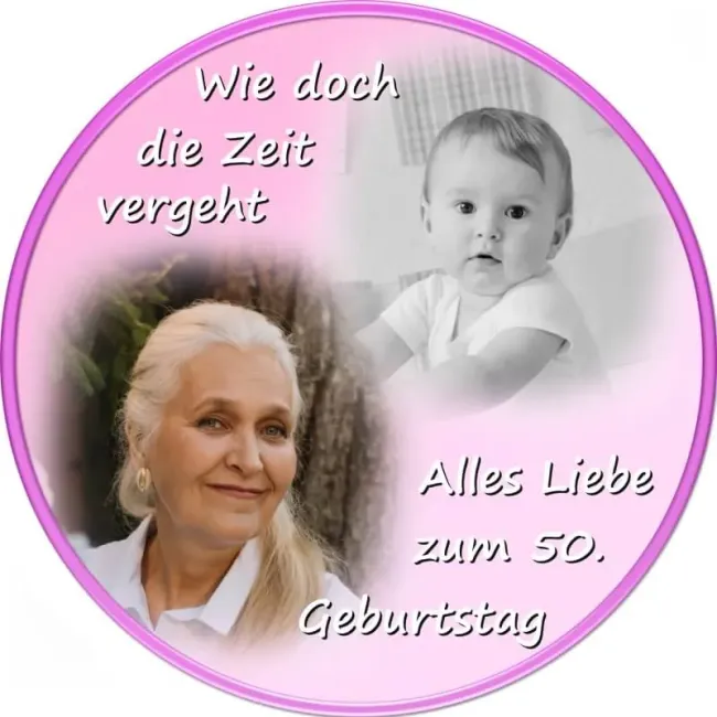 Personalisierter Tortenaufleger Geburtstag mit Vorher-Nachher-Foto (8 Farben)