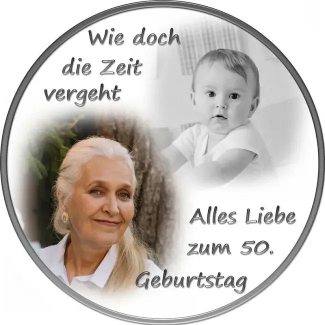 Preview: Personalisierter Tortenaufleger Geburtstag mit Vorher-Nachher-Foto (8 Farben)