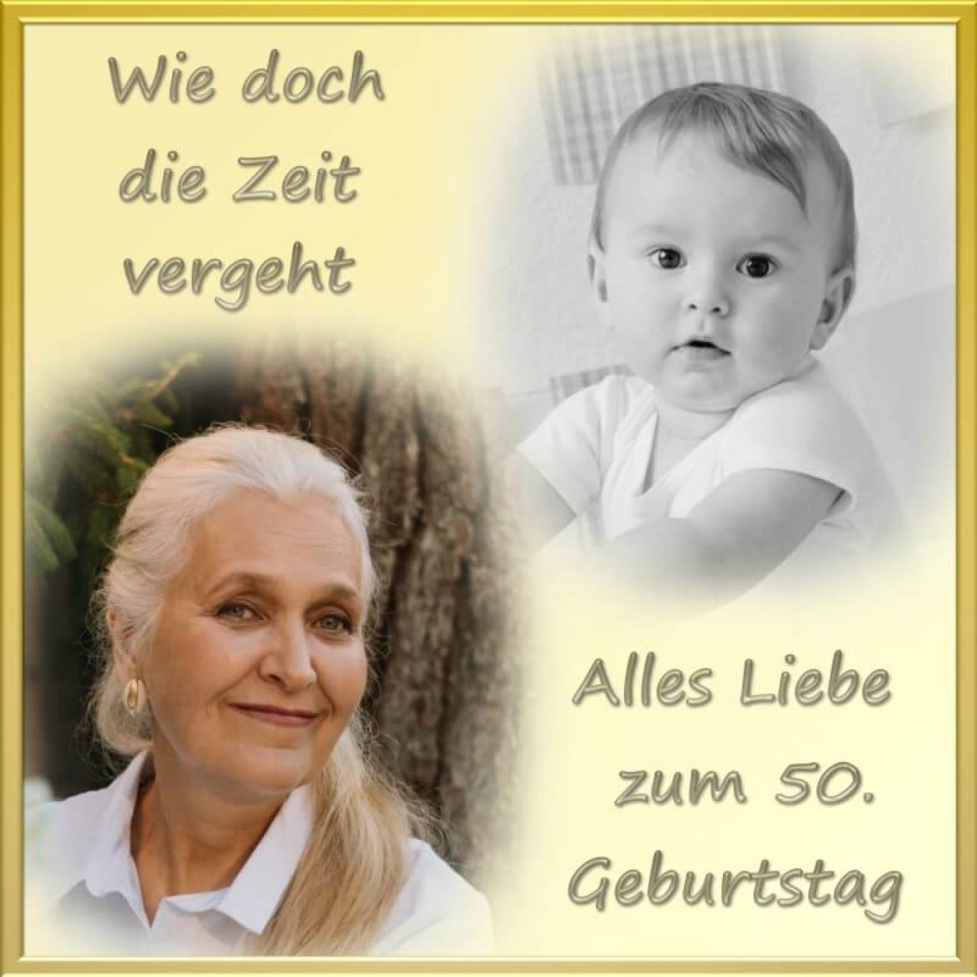 Quadratisches Tortenfoto als Collage aus 2 Bildern (inkl. Wunschtext)