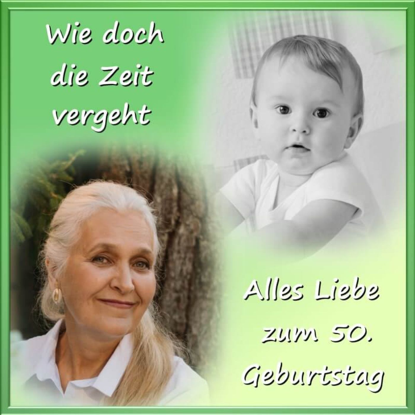 Quadratisches Tortenfoto als Collage aus 2 Bildern (inkl. Wunschtext)