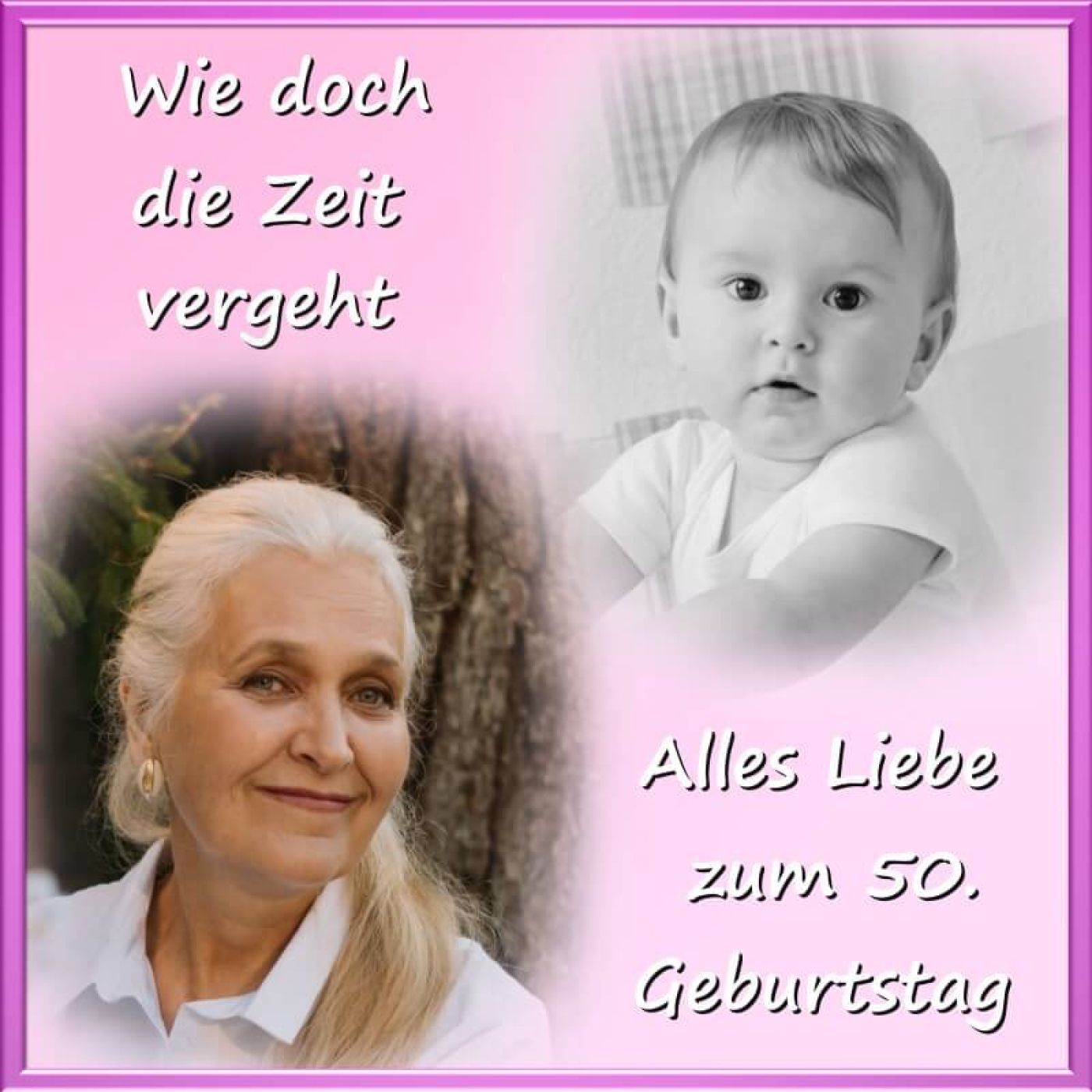 Quadratisches Tortenfoto als Collage aus 2 Bildern (inkl. Wunschtext)