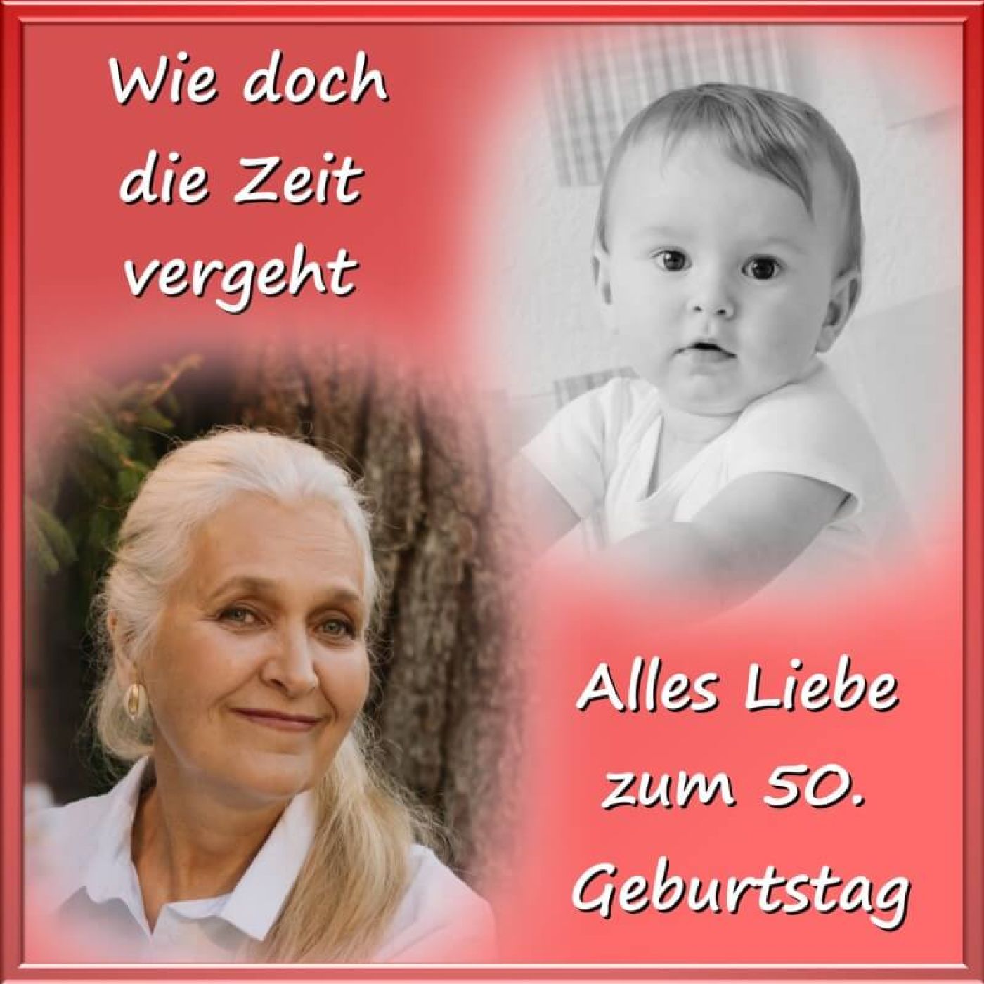 Quadratisches Tortenfoto als Collage aus 2 Bildern (inkl. Wunschtext)