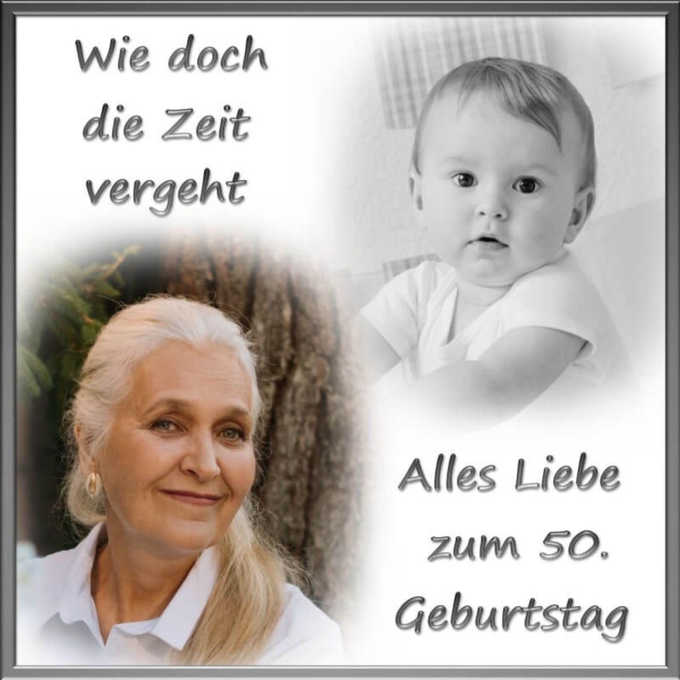 Quadratisches Tortenfoto als Collage aus 2 Bildern (inkl. Wunschtext)