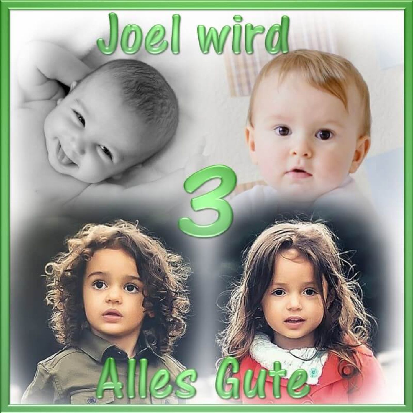 Quadratisches Tortenfoto als Collage aus 3-5 Bildern (inkl. Wunschtext)