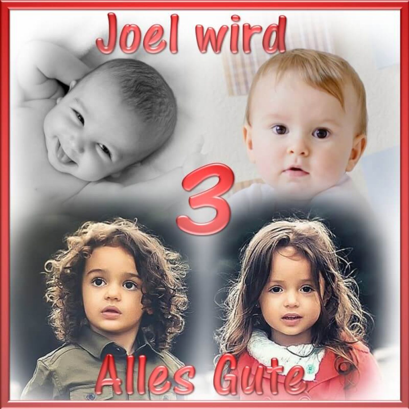 Quadratisches Tortenfoto als Collage aus 3-5 Bildern (inkl. Wunschtext)