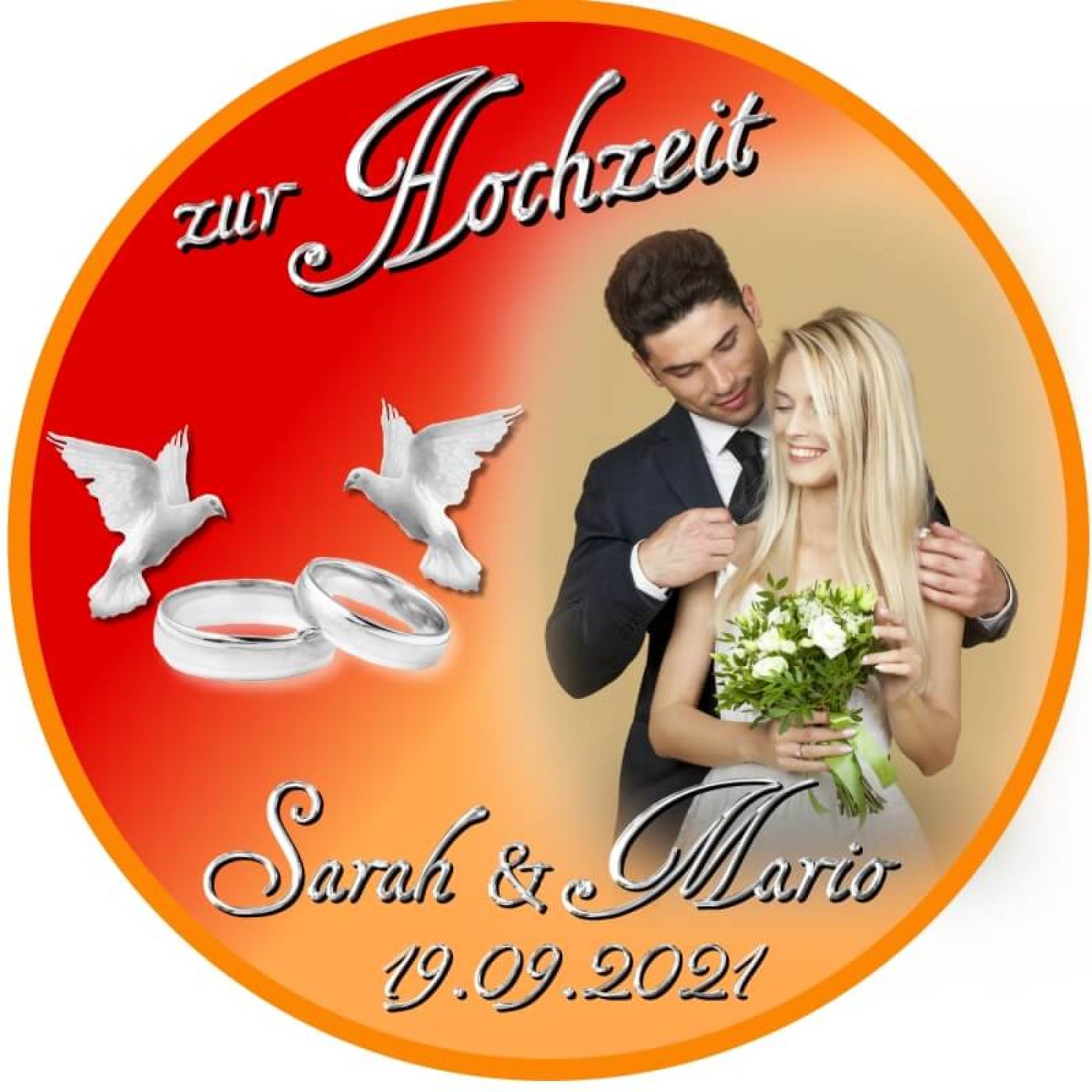 Tortenbild für die Hochzeit Motiv 1