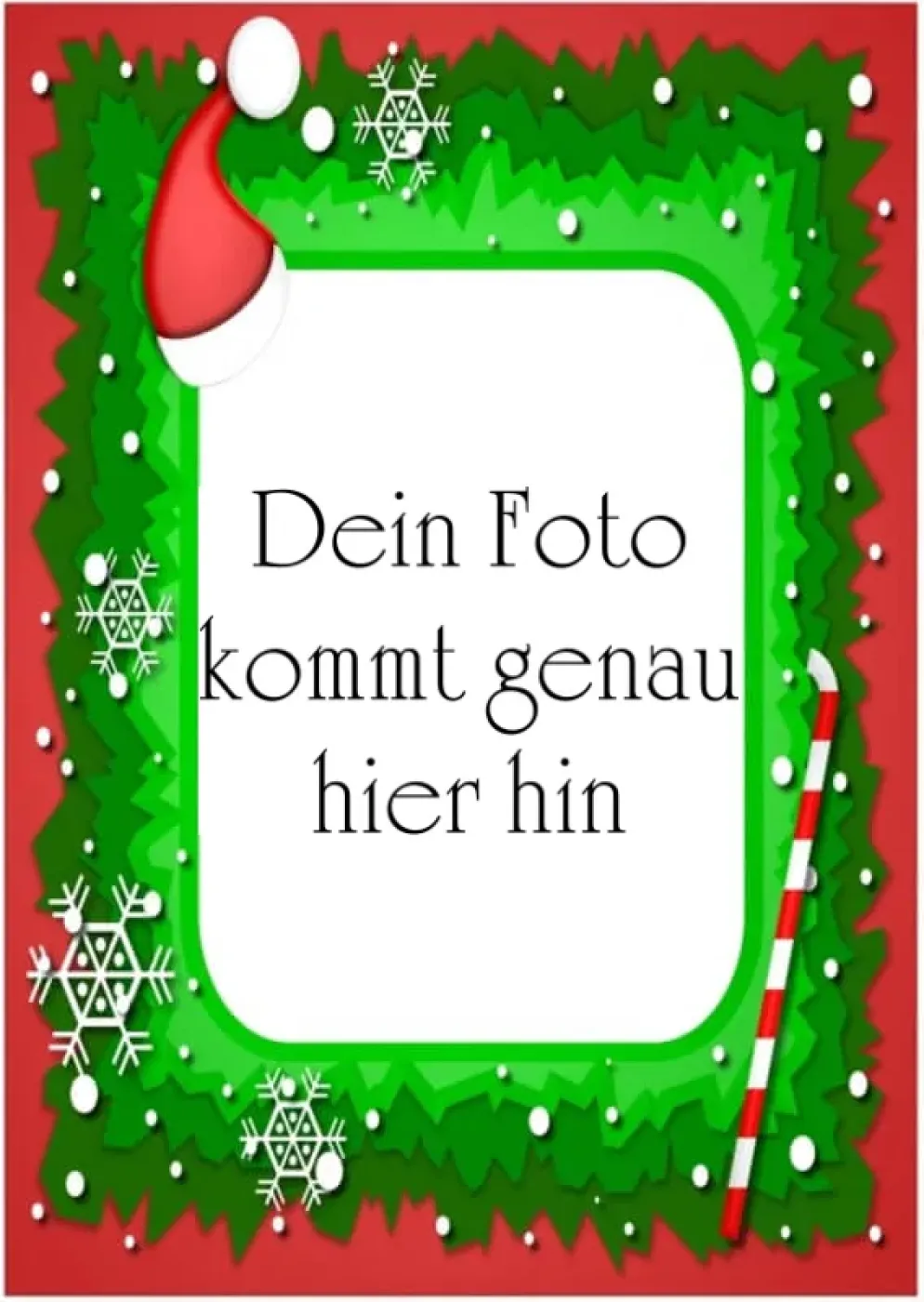 Essbarer Foto-Tortenaufleger zu Weihnachten mit Nikolausmütze & Zuckerstange