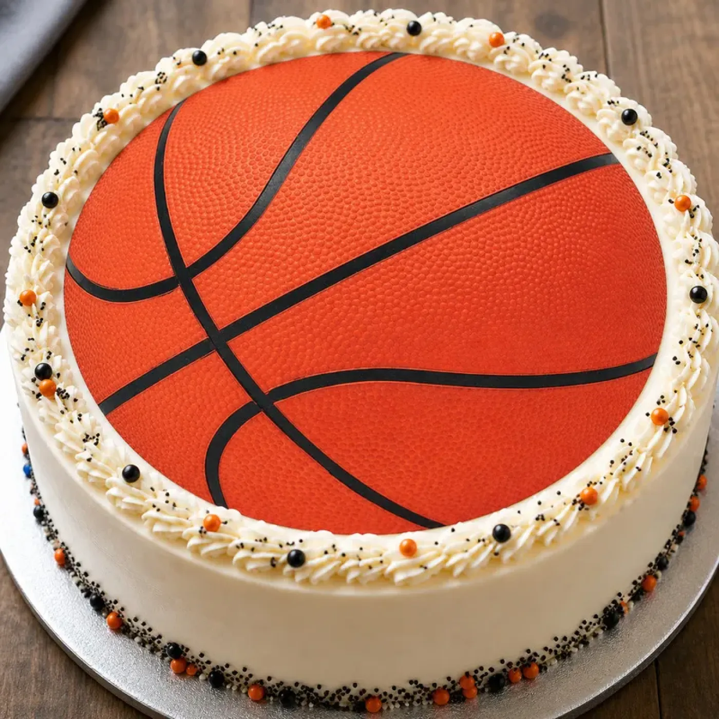 Personalisierter Basketball Tortenaufleger mit individuellem Wunschtext und Spruch