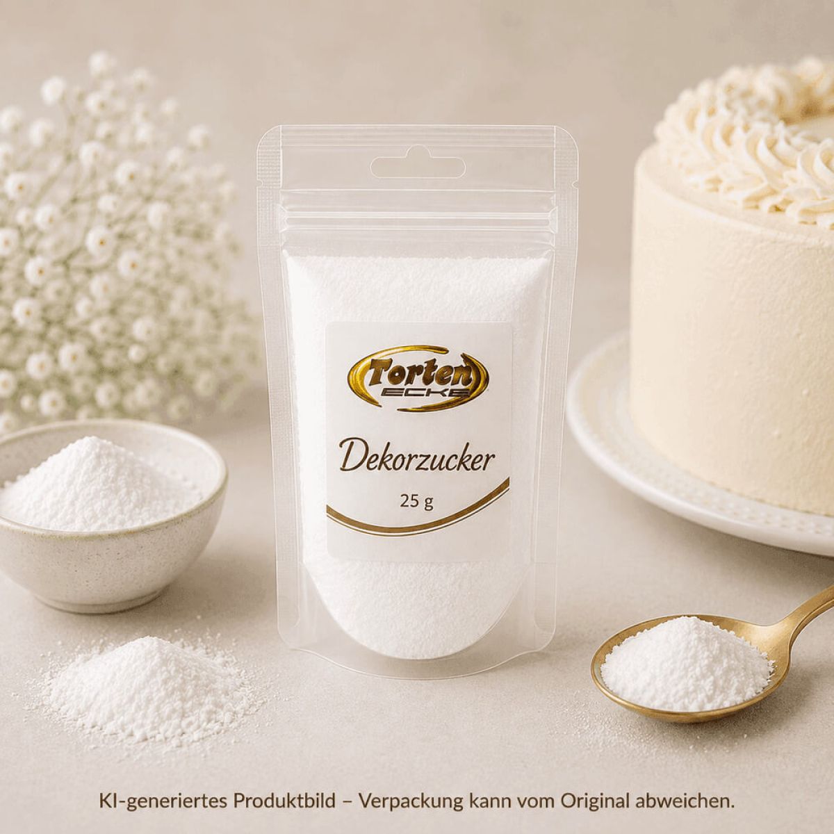 Tortenecke Dekorzucker schmelzfrei von Hand abgefüllt (25 g)