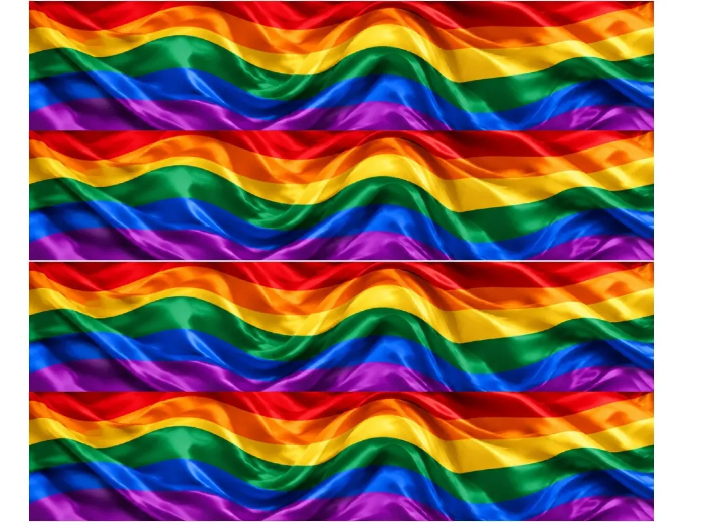 Essbares Tortenband im Regenbogen-Flaggen-Design (Pride Seiden-Look), 4er-Set