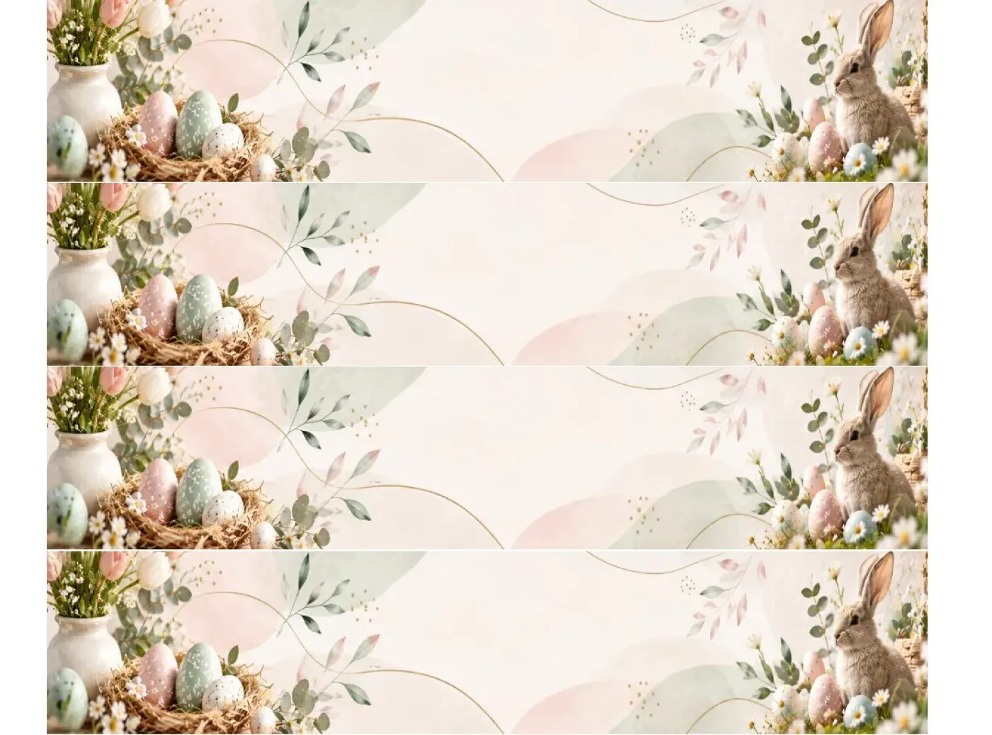 Essbares Tortenband zu Ostern mit niedlichem Hasen, Vogelnest und Ostereiern, 4er-Set