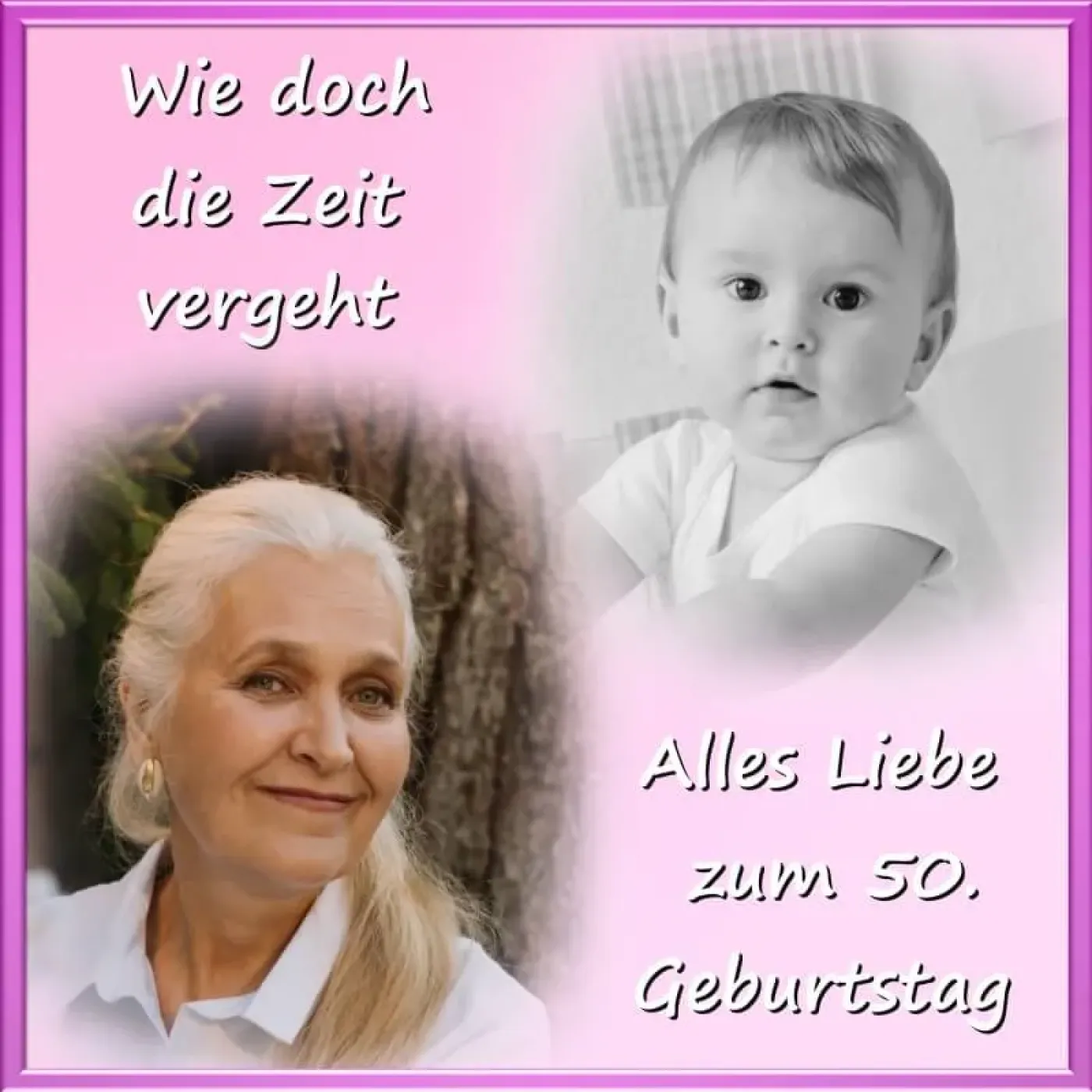Quadratisches Tortenfoto als Collage aus 2 Bildern (inkl. Wunschtext)