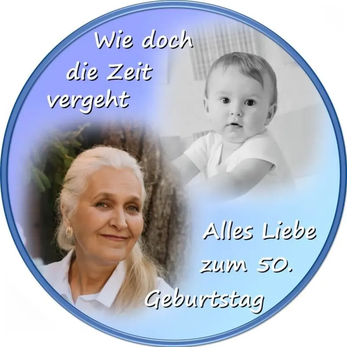 Personalisierter Tortenaufleger Geburtstag mit Vorher-Nachher-Foto (8 Farben)
