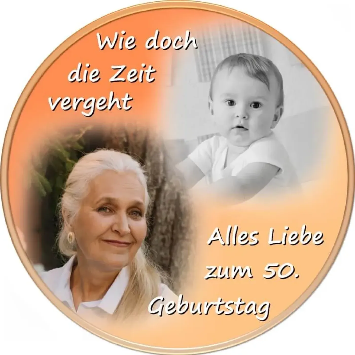 Personalisierter Tortenaufleger Geburtstag mit Vorher-Nachher-Foto (8 Farben)