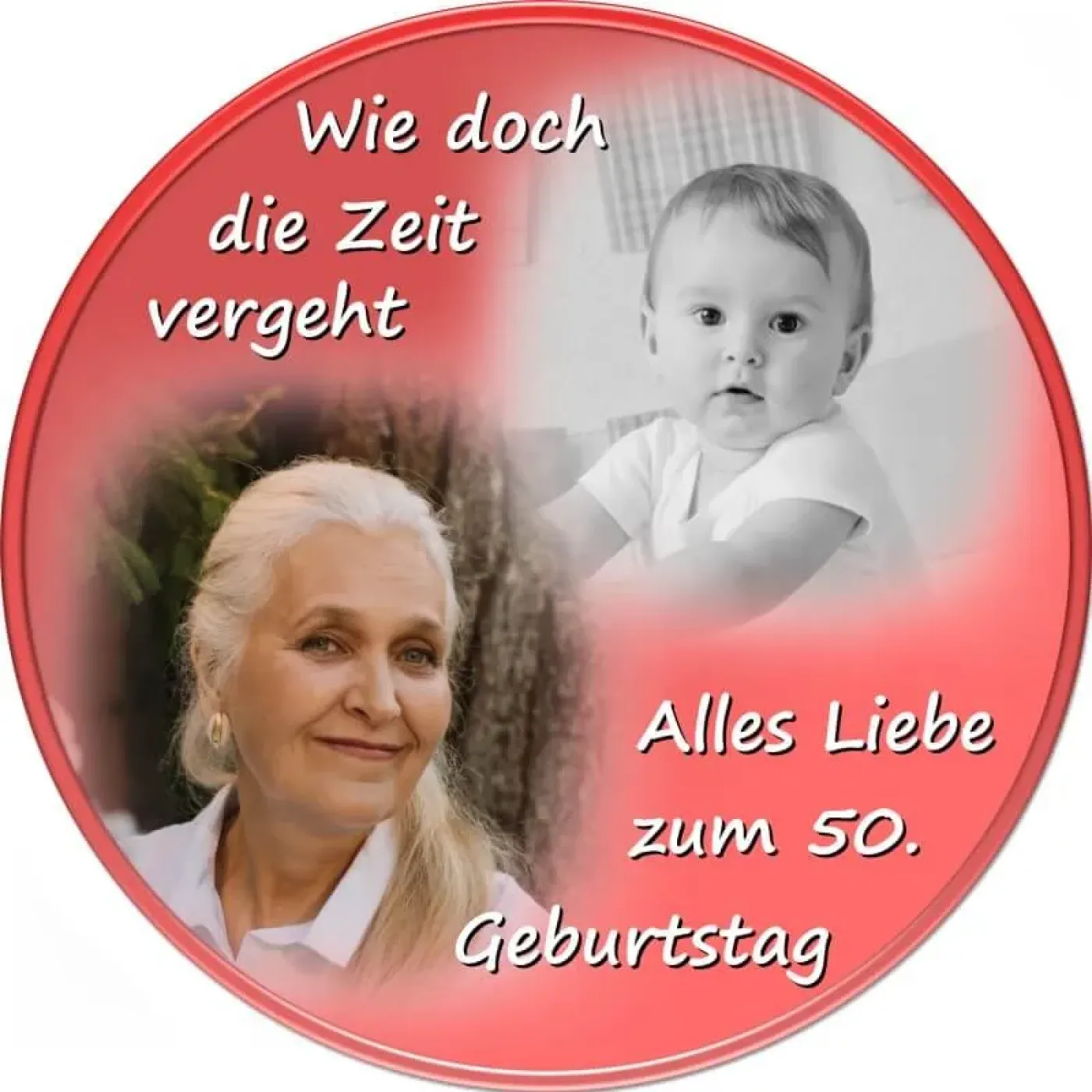 Personalisierter Tortenaufleger Geburtstag mit Vorher-Nachher-Foto (8 Farben)